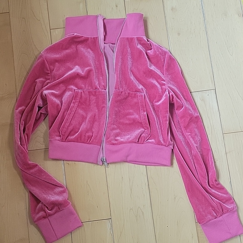 ✨ Pink Velour Zip-Up Jacket | Y2K Barbiecore Lounge Hoodie | Size M EUC ✨ - Picture 5 of 5